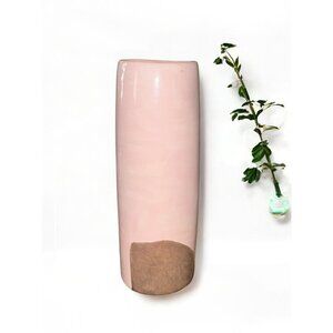 Vintage Ceramic Wall-Mounted Vase With Soft Pink & Earthy Tones